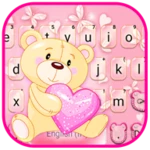 teddy bear love keyboard background android application logo